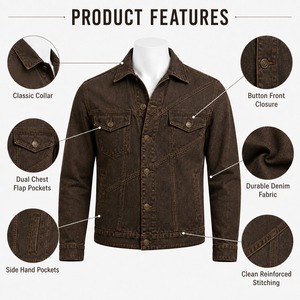 Veste en jean streetwear pour homme, tissu denim épais, coupe décontractée, style moderne, design durable, idéale pour la collection de mode urbaine - Product Image 6