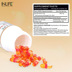 Aceite de semilla de espino amarillo INLIFE (500mg) Omega 3,6,7,9-30 Cápsulas vegetarianas Suplemento en cápsula vegetariana/HPMC rellena de líquido - Product Image 3