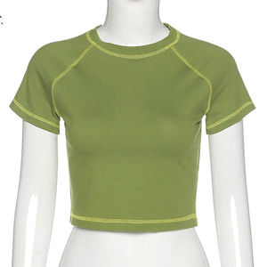 Nouveau style de débardeur pour femmes, respirant, décontracté, à manches courtes, uni, extensible, en coton et polyester - Product Image 1