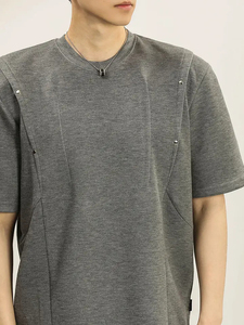 T-shirts haut de gamme pour hommes T-shirt uni personnalisé coupe ample 100% coton vierge impression simple - Product Image 2