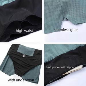 Shorts de course pour hommes, shorts de marathon actifs, polyester uni, séchage rapide, avec sous-vêtements intégrés, logo personnalisé, shorts de course sans couture pour hommes - Product Image 6
