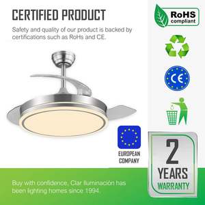 Ventilador de techo con acabado en níquel LED y aspas retráctiles - Product Image 1