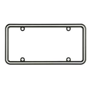 Stylish Rust-Proof <b>Black</b> Zinc Alloy License Plate <b>Frame</b> with White Line Rattle-Free & Screw Caps for Cars Made with Steel LED - Product Image 1