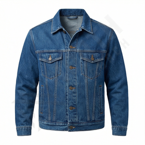 Veste en jean High Street pour homme, style vintage décontracté, streetwear, 100% coton, logo personnalisé, col montant, réversible - Product Image 1