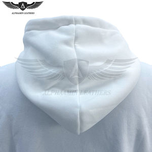 2025 OEM ODM Service hommes broderie Chenille poche plaquée pull uni décontracté respirant Polyester coton hommes sweats à capuche - Product Image 2