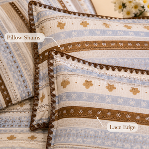 Ensemble de housse de <span class=keywords><strong>couette</strong></span> à imprimé <span class=keywords><strong>cerf</strong></span> nordique, ensemble de literie rayée douce avec taies d'oreiller, bordure en dentelle - Product Image 5