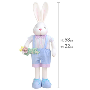 Zaves 2 adet ayakta bahar paskalya tavşanı peluş % bebek seti PP pamuk dolgulu dolması tavşan oyuncak çiçekler mevsimsel ev dekorasyon - Product Image 5