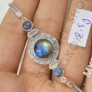 <b>Labradorite</b> <b>Bracelet</b> Original Handmade Silver Chain <b>Bracelet</b> With Natural Gemstone 925 Stamped Silver Wholesale Jewelry - Product Image 2
