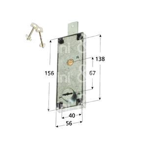 SERRURE À CARTE DOUBLE POUR PORTES AÉRIENNES pêne dormant droit-galvanisé - Product Image 1