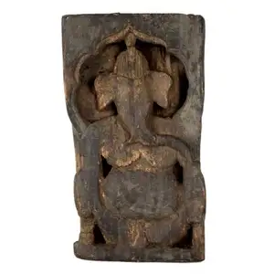 Estatueta decorativa de madeira antiga, feita à mão, estilo indiano, escultura ganesha, presente de decoração para casa, itens WS-48