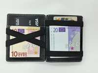Wriza Dompet Ajaib Kulit Asli Mewah RFID Blocking Minimalis SlimCard Holder Compact ElasticBand Cash Clutch Bifold MiniCase