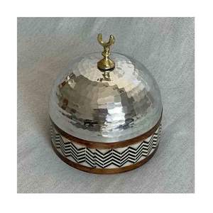 Incrustation de perles en bois, bols de service, décoration de mariage, luxe, métal, cadeau arabe eid ramadan, meilleure vente - Product Image 2