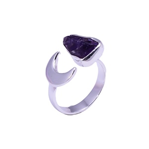 Bague en argent sterling 925, améthyste naturelle, pierre précieuse brute, bijoux - Product Image 1
