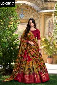 Últimas colecciones de ropa de mujer para bodas y festivales Use Heavy Lehenga Choli con estampado de Kalamkari Gotta Patti Dupatta - Product Image 3