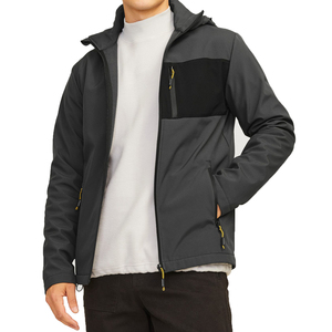Vestes Softshell légères à fermeture éclair intégrale pour hommes avec doublure polaire Hiver Automne Randonnée en plein air Manteaux chauds Poches Motif Décoration - Product Image 4