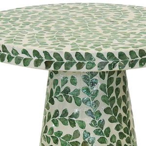 Handmade Mother of Pearl Side <b>Table</b> With Green Leaf Pattern Capiz Inlay Coffee <b>Table</b> for Living Room MOP <b>End</b> <b>Table</b> for Hotel - Product Image 6