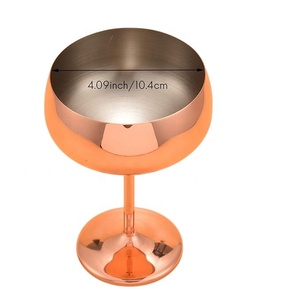 Verre à cocktail en cuivre Divris à long pied, design moderne, fait main, écologique, capacité 12/14/16 oz, pour fêtes et vin - Product Image 4
