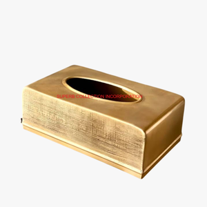 Caja de pañuelos de metal de peltre cuadrada vintage martillada a mano exclusiva organizador moderno para uso en baño o dormitorio - Product Image 2