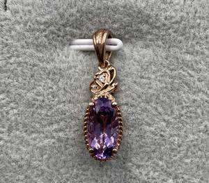 Colgante DE PLATA 925 en chapado en oro rosa, colgante de piedras preciosas de amatista, collar minimalista, regalo, colgante de amatista, joyería curativa - Product Image 6