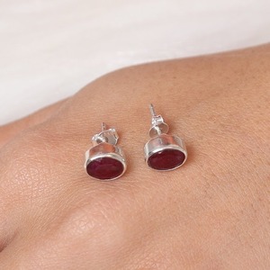 Rubis pierres précieuses boucles d'oreilles bijoux pour femmes argent Boho Style bijoux 925 argent Sterling tendance boucles d'oreilles faites à la main cadeau pour elle - Product Image 3