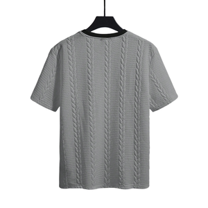Mens Solid Jersey Textured <b>Quilted</b> Short Sleeve T <b>Shirt</b> O-Neck Casual Knit Regular Fit Premium Streetwear Summer Quick Dry - Product Image 2