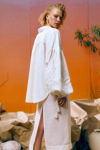 Blusas de camisa de manga larga con cordones bordados para mujer en el top de camisa de bebé holgado de verano - Product Image 3