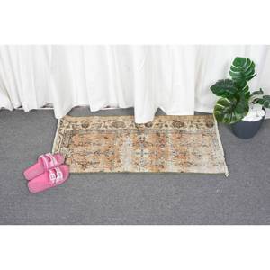 Alfombra turca Vintage de 14x29 pies, alfombra de lana tejida plana marrón y Beige con respaldo de látex para decoraciones de sala de estar - Product Image 4
