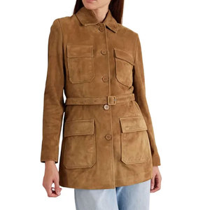 Manteau d'hiver élégant en cuir véritable, texture et confort de qualité supérieure, écologique, coupe-vent, toucher doux, aspect poli - Product Image 1