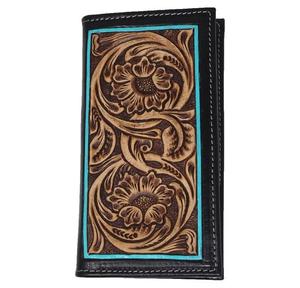 Hand-Tooled Cowhide Leather <b>Long</b> <b>Wallet</b> Unisex Vintage Style Snap Closure RFID Blocking Daily Use Luxury Gift - Product Image 3