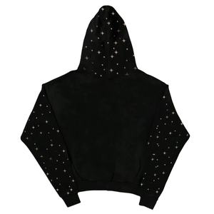 เสื้อฮู้ดดี้แขนยาวทรงหลวมพิมพ์ลายดาวประดับเพชรสำหรับผู้ชาย สไตล์ลำลอง ซิปหน้า กำลังเป็นที่นิยม - Product Image 4