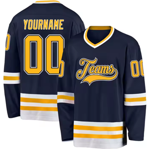 Venta al por Mayor de Camisetas de Hockey sobre Hielo Sublimadas Personalizadas, Transpirables, con Malla, Últimos Diseños, Logotipo Impreso, Nombre del Equipo OEM, Patrón en Blanco - Product Image 1