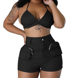 Pantalones cortos Cargo de algodón para mujer, venta al por mayor profesional, con bolsillos con cremallera personalizados, diseño transpirable y Sexy - Product Image 1