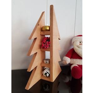 Soporte votivo Mesa de madera Portavelas de Navidad Decoración de Navidad para interiores y exteriores Fiestas Decoración de Año Nuevo Hecho EN LA India - Product Image 1