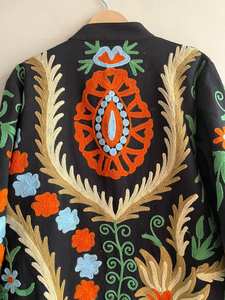 Fait à la main Boho ethnique hiver teint longue Suzani brodé pleine longueur 100% coton veste manteau pour femmes vêtements d'extérieur - Product Image 4