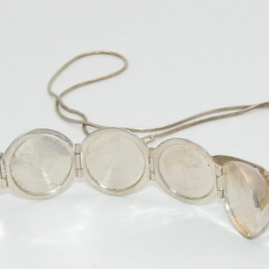 Vintage unica. 925 collana in argento Sterling rodiato Art Deco foto Album medaglione alla moda zaffiro zircone pietre diamantate! - Product Image 4