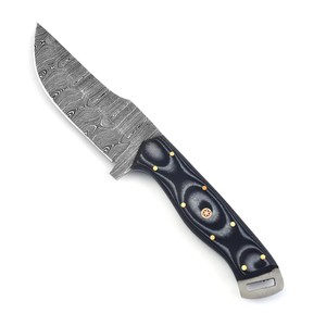 Cuchillo de Caza y Utilidad de Hoja Fija de Acero de Damasco Hecho a Medida, Mango de Micarta, OEM, Hoja Completa, Cuchillo de Desollado y Supervivencia con Funda - Product Image 4