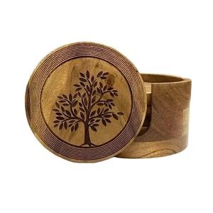 Posavasos de té de madera grabados con láser con logotipo personalizado, alfombrillas y almohadillas de madera Natural únicas para regalos de boda, café, diseños personalizados - Product Image 1
