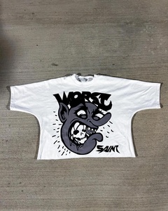 Camiseta recortada cuadrada para hombre hecha a medida 100% algodón de gran tamaño sin coser hombro caído ropa de calle estampado gráfico de moda de gran tamaño - Product Image 4