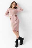 Robe en tricot pour femmes, col rond, manches longues, flexible, chaude, détail ceinture, haute qualité, nouvelle mode d'hiver, services OEM personnalisables