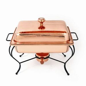 Grand chauffe-plat en cuivre et en acier inoxydable avec construction robuste, parfait pour les traiteurs, les salles de banquets et les fêtes en plein air - Product Image 2