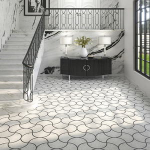 Grande dalle de marbre blanc Panda moderne, pierre naturelle, écologique, pour projets de design d'intérieur haut de gamme, usage commercial et restauration - Product Image 2