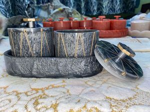 100% ชุดโถ2ใบพร้อมถาดเรซินสำหรับตกแต่งสีดำ - Product Image 5