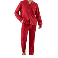 Pyjama élégant à manches longues pour homme Respirant 100% Coton Chaleur hivernale Confort supérieur Option Plus Size