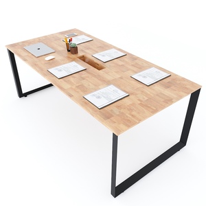 Mesa de Conferencia de Diseño Minimalista Trian System 90x180cm con Patas Triangulares de Hierro, Muebles de Oficina para Sala de Conferencias HBTA008 - Product Image 5