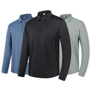 Personalizado al por mayor 100% poliéster Golf Polo camisas de manga larga transpirable en blanco logotipo personalizado camisetas deportivas para hombres - Product Image 1