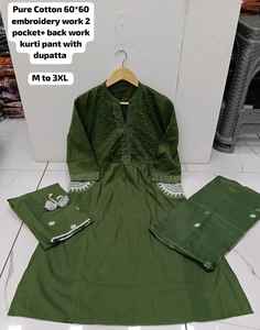 Conjunto de Trajes Casuales Anarkali Estilo Indio para Mujer, Algodón Puro que Absorbe la Humedad, Ropa para Oficina, Festivales, Vacaciones, Todas las Temporadas - Product Image 2