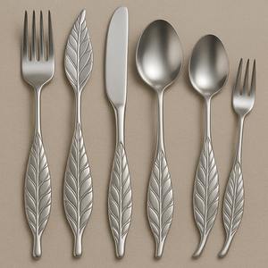 Ensemble de couverts en acier inoxydable à rayures cannelées, lot de 5 couverts à finition miroir, ustensiles élégants en argent pour la maison, la cuisine et le mariage - Product Image 5