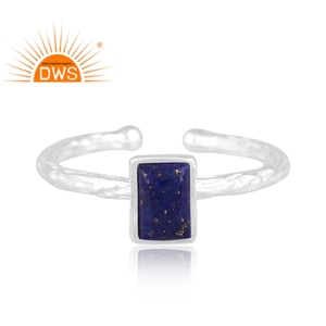 Última tendencia fina plata esterlina Natural lapislázuli piedra preciosa anillo ajustable joyería personalizada para mujer regalo para ella - Product Image 3