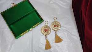 Boda India Haldi Mehendi Favor, regalos indios, regalo de inauguración de la casa, Subh Labh perilla colgante para puerta, decoración del hogar, caja de madera - Product Image 4