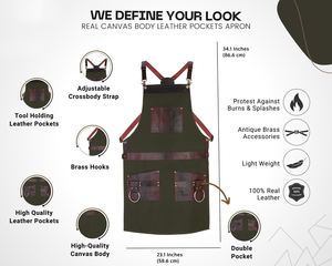 Wholesales Waterproof Canvas <b>Apron</b> High Quality Printing logo Customized Unisex Canvas <b>Leather</b> Accessories AAA-0022 - Product Image 2
